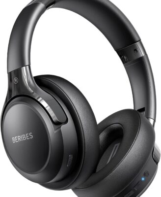 BERIBES Bluetooth Headphones Over Ear, 65H Playtime and 6 EQ Music Modes Wireless Headphones with Microphone, HiFi Stereo Foldable Lightweight Headset, Deep Bass for Home Office Cellphone PC Ect.