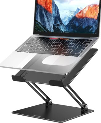 BESIGN LS10 Laptop Stand for Desk, Ergonomic Adjustable Notebook Tablet Stand, Foldable Laptop Riser, Portable Desktop Book Stands, Computer Holder Compatible with 10-14" Laptops, Black