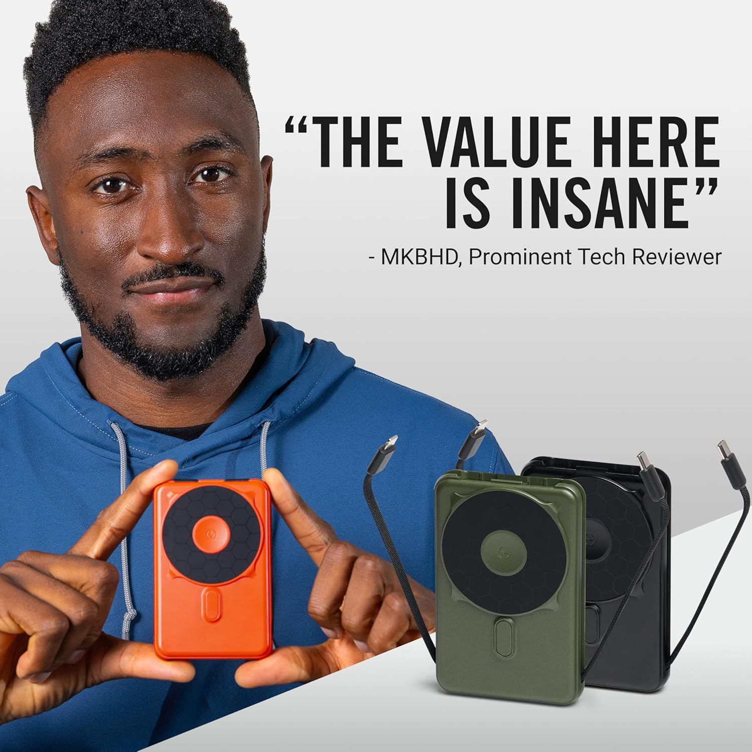 RIDGE Magnetic Power Bank Battery Pack 10,000mAh - Fast Charging, Compatible with MagSafe - Portable Charger Powerbank - with Built in Cables, Wireless Charging & Magnetic Attachment (Basecamp Orange) - Image 6