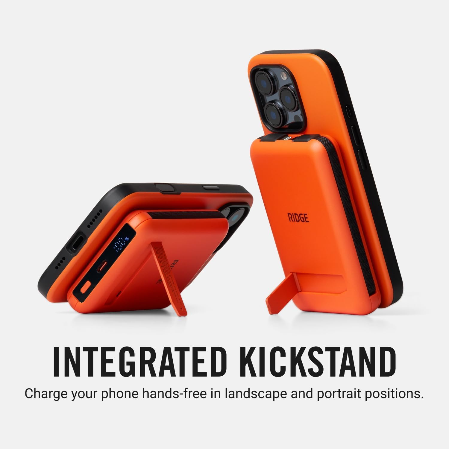 RIDGE Magnetic Power Bank Battery Pack 10,000mAh - Fast Charging, Compatible with MagSafe - Portable Charger Powerbank - with Built in Cables, Wireless Charging & Magnetic Attachment (Basecamp Orange) - Image 7